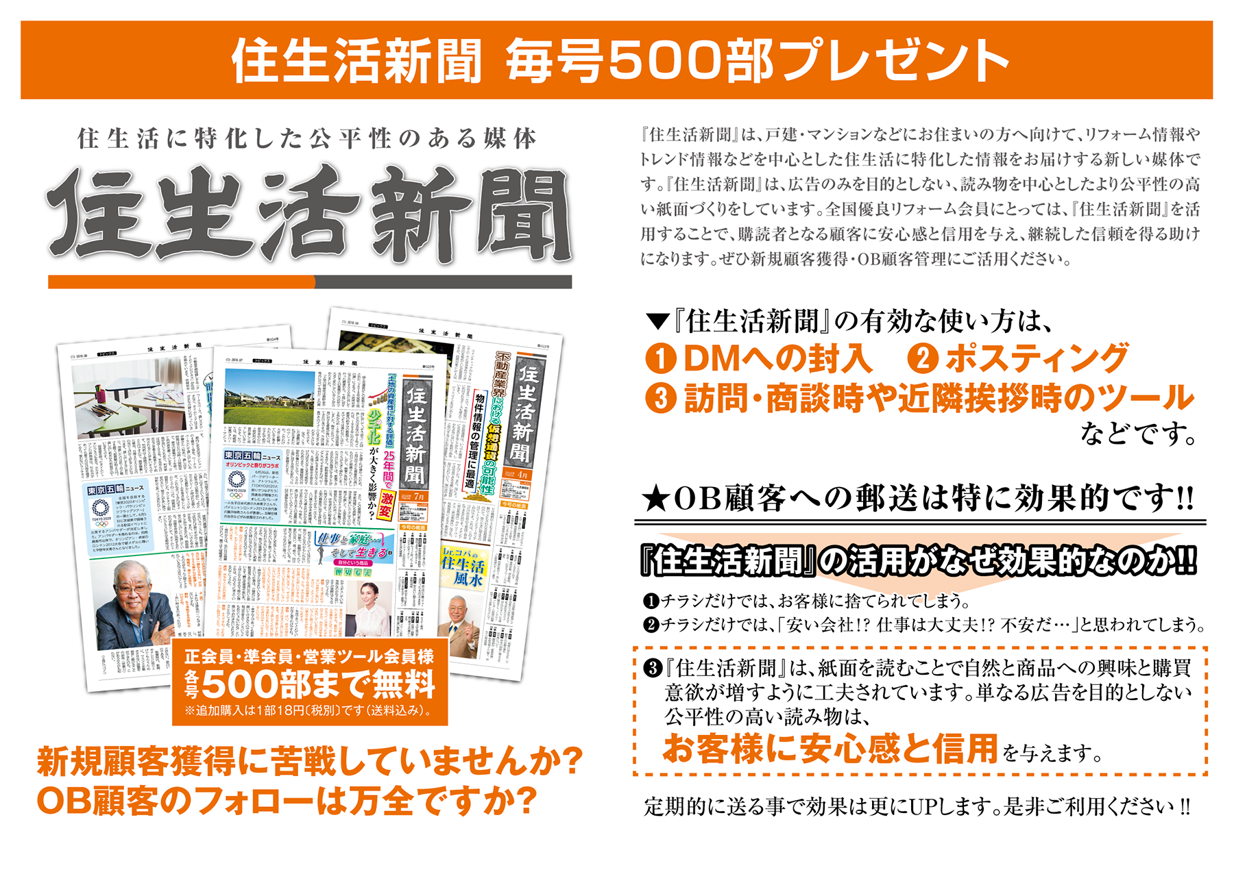 住生活新聞 毎号500部プレゼント
