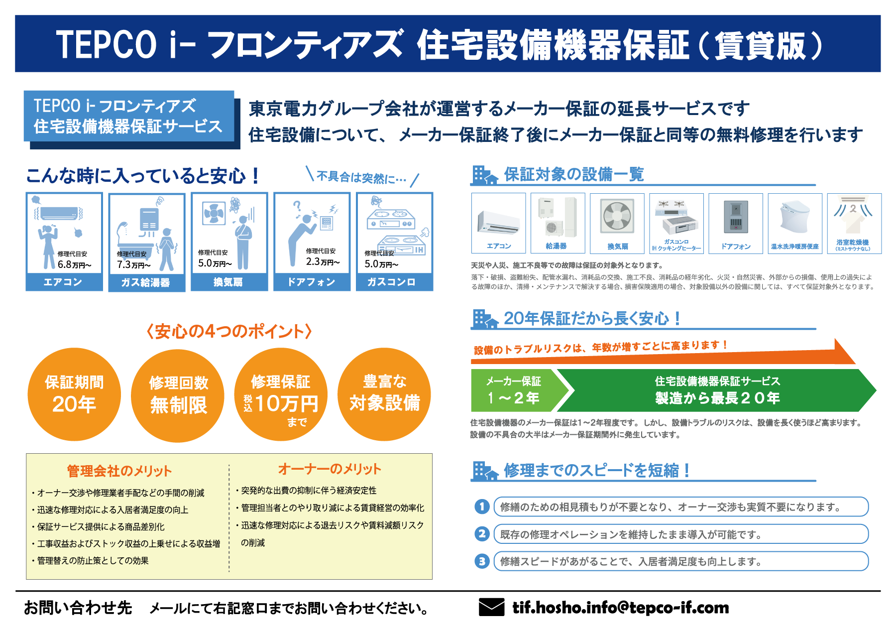 住宅設備機器保証【賃貸版20年】